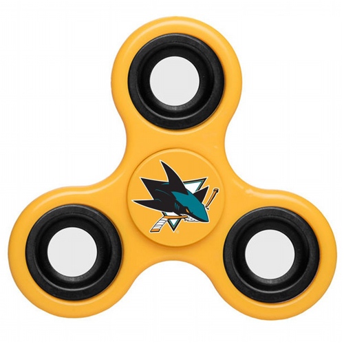 NHL San Jose Sharks 3 Way Fidget Spinner D122 - Yellow